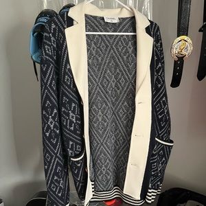Gucci rainbow cardigan and chanel cardigan
